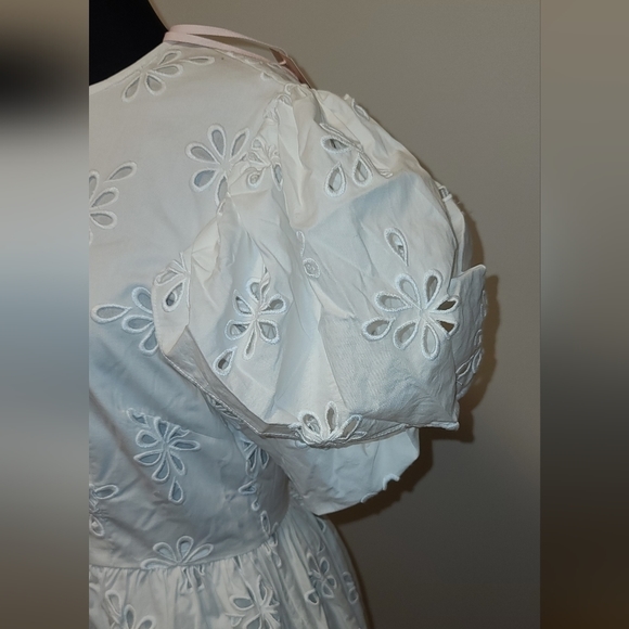 NWT Simone Rocha × H&M Eylet white dress with puff sleeves Cinch Waist - Picture 11 of 16
